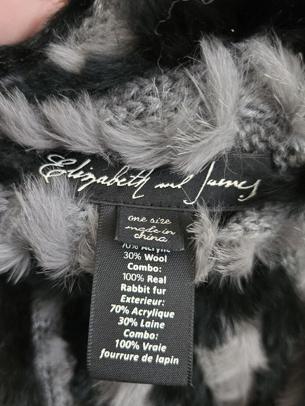 Vintage Older Label Elizabeth and James Rabbit Fur Infinity Scarf